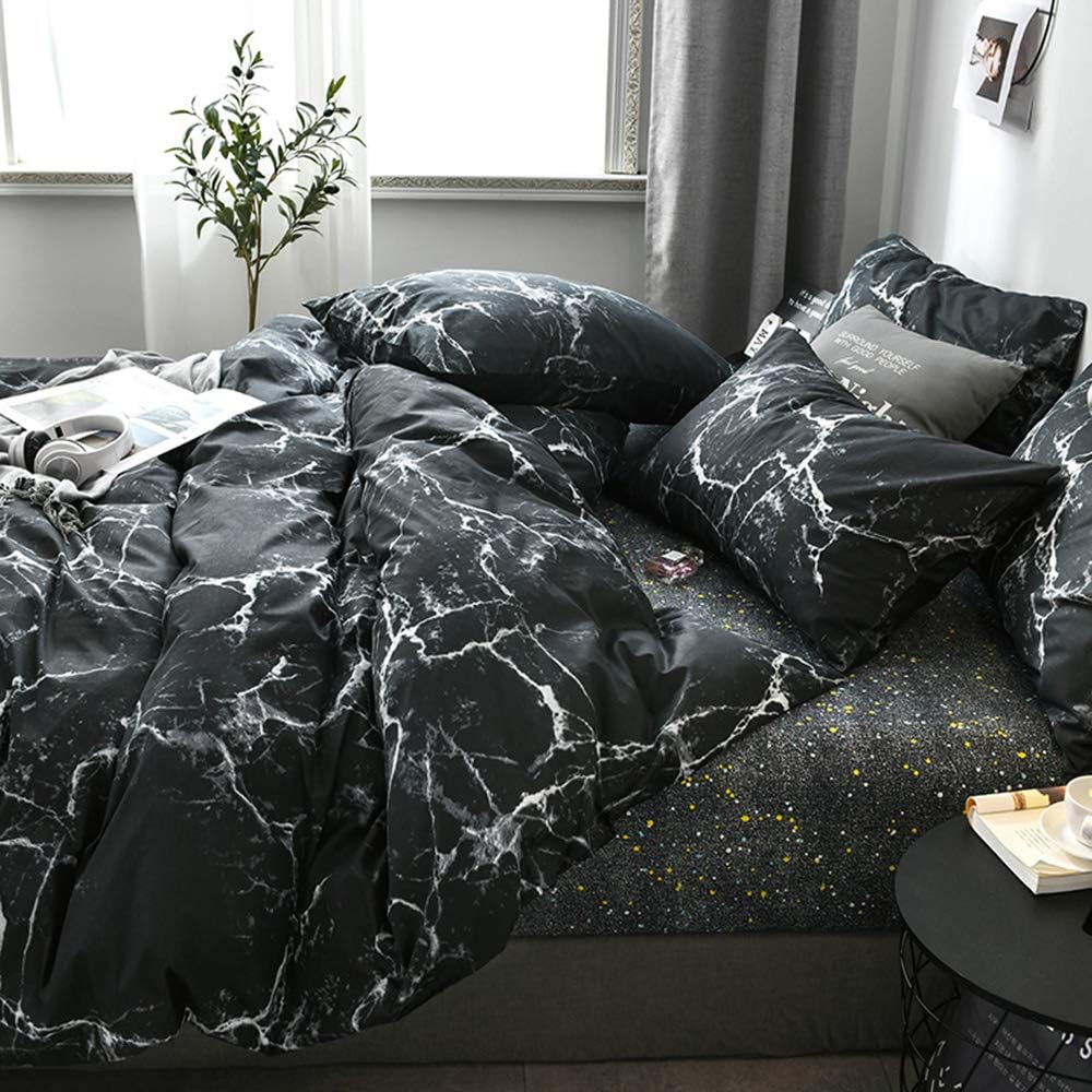 Duvet Covers & Inserts-Marble Black 2pcs duvet cover set