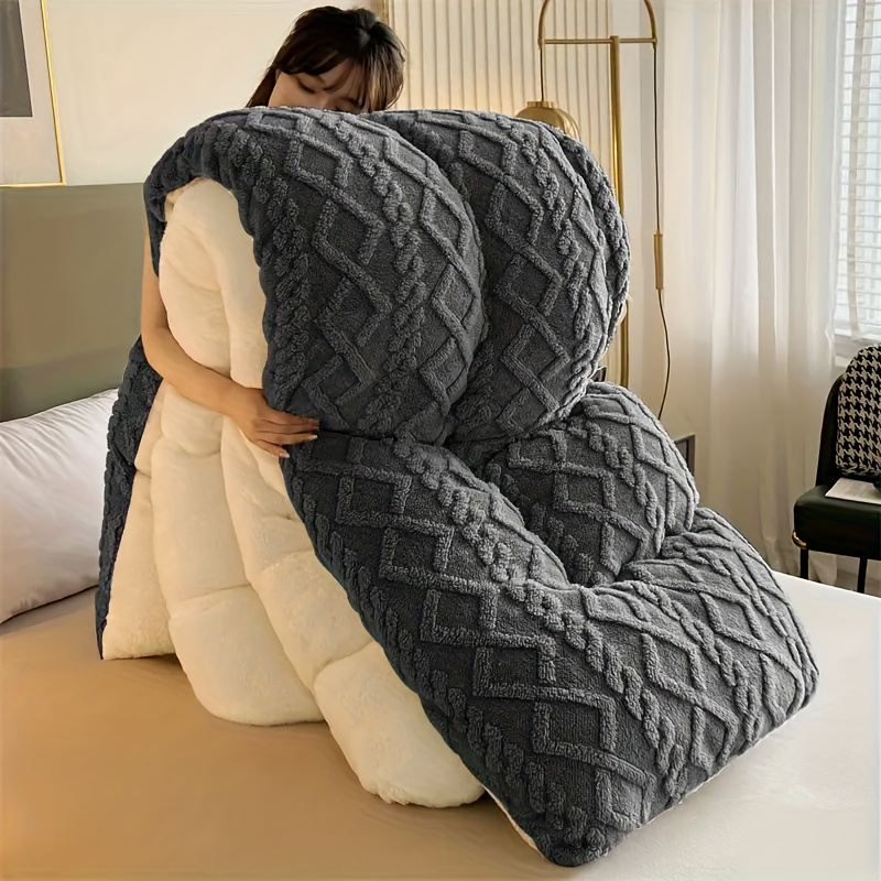 Comforter Set Geometric Reversible Dark gray and white