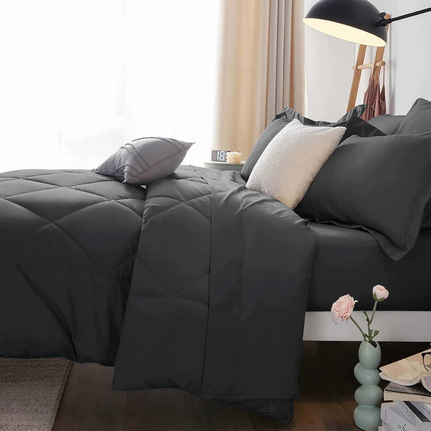 Comforter Set solid Beige 5pcs 7pcs
