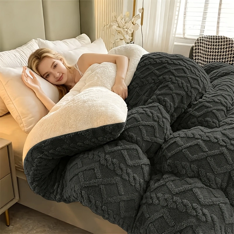 Comforter Set Geometric Reversible Navy blue and light gray