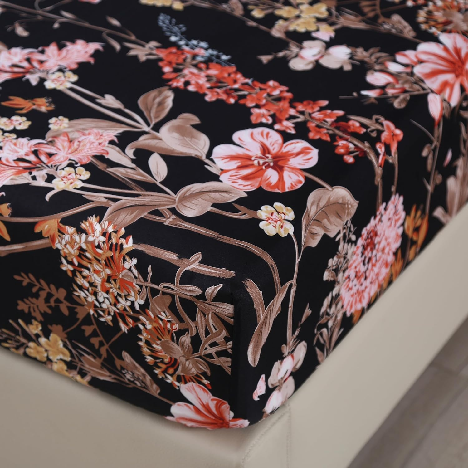 Comforter Set Floral Reversible Black blossoms DF 2pcs 3pcs