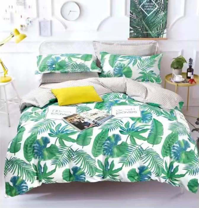 Comforter Set Floral Reversible Spring Green leaves 2pcs 3pcs