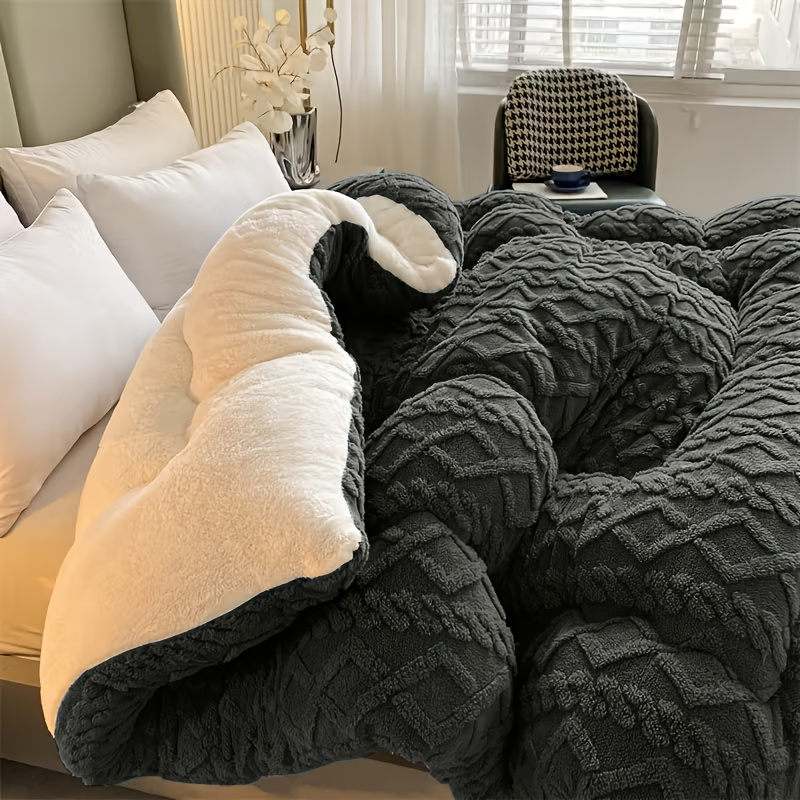 Comforter Set Geometric Reversible Navy blue and light gray
