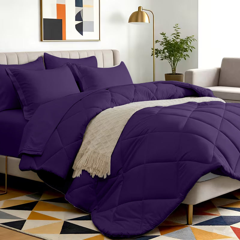 Comforter Set solid Dark purple 5pcs 7pcs