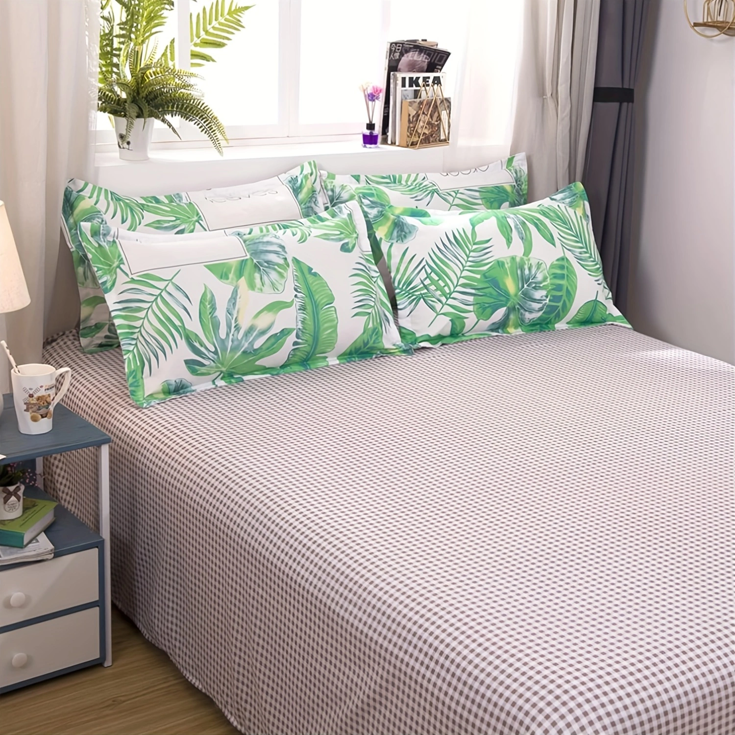 Comforter Set Floral Reversible Spring Green leaves 2pcs 3pcs