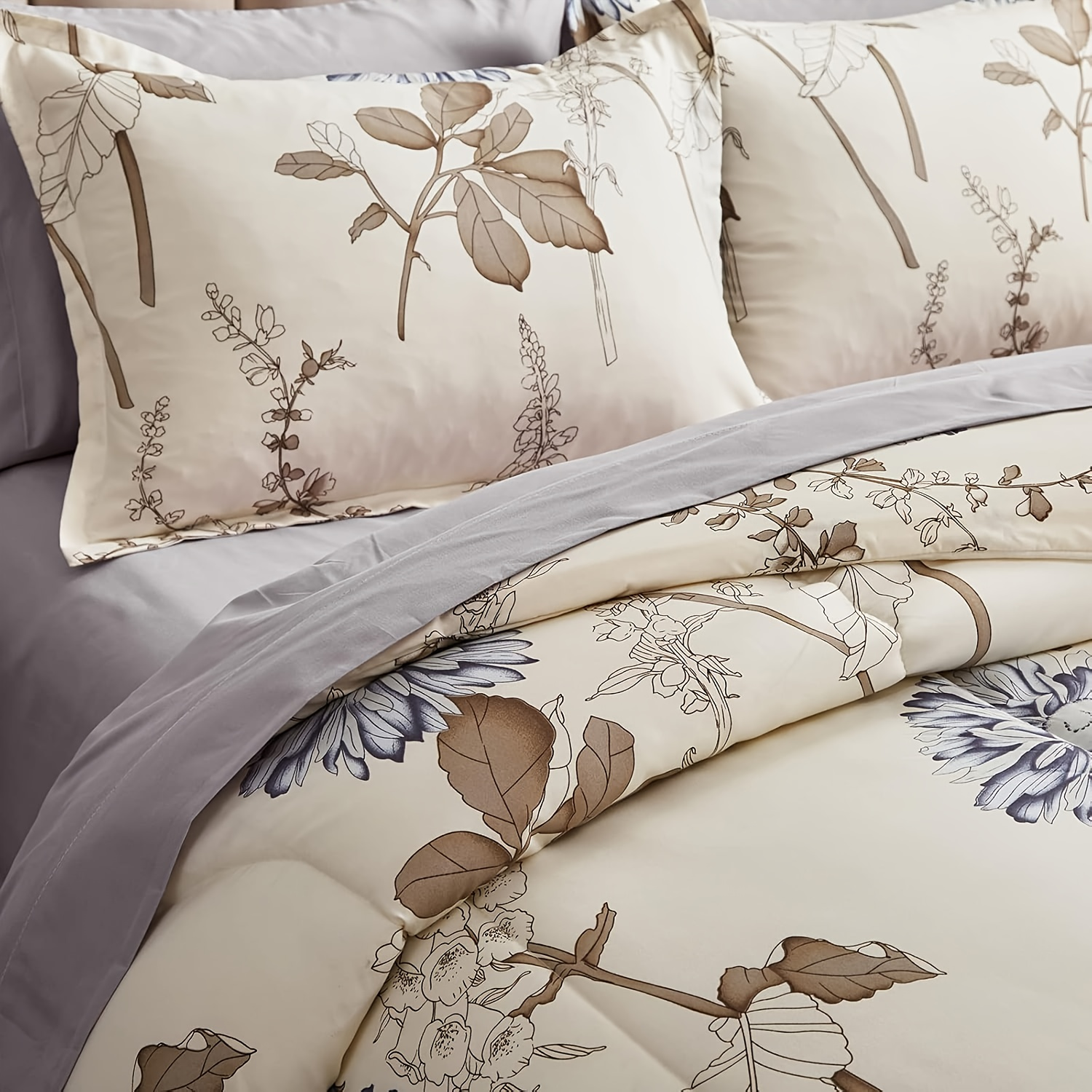 Comforter Set Floral Khaki HYJ 2pcs 3pcs
