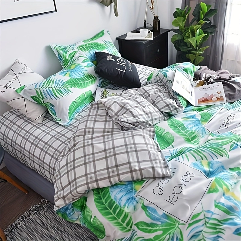 Comforter Set Floral Reversible Spring Green leaves 2pcs 3pcs