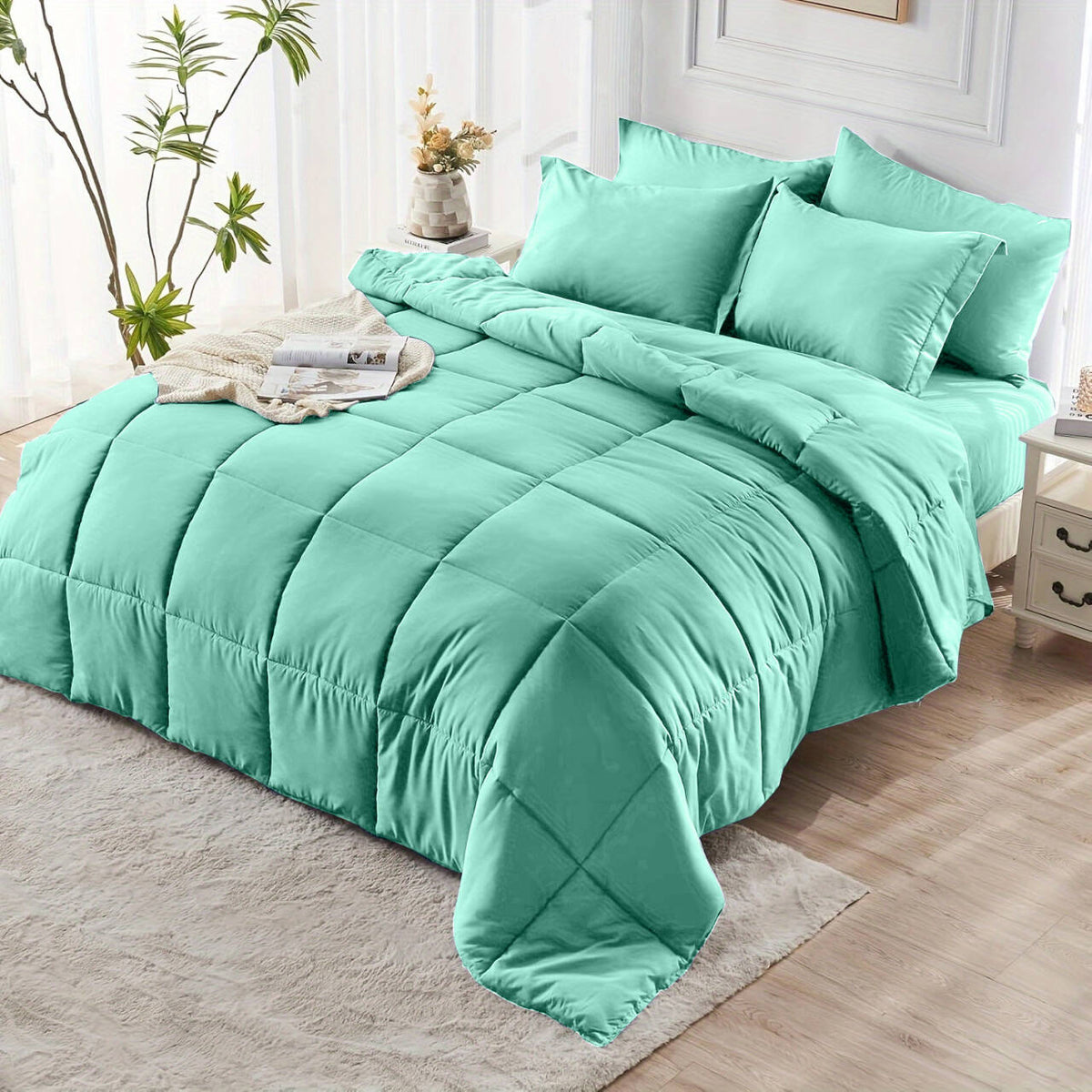 Comforter Set solid Light Blue 2pcs 3pcs