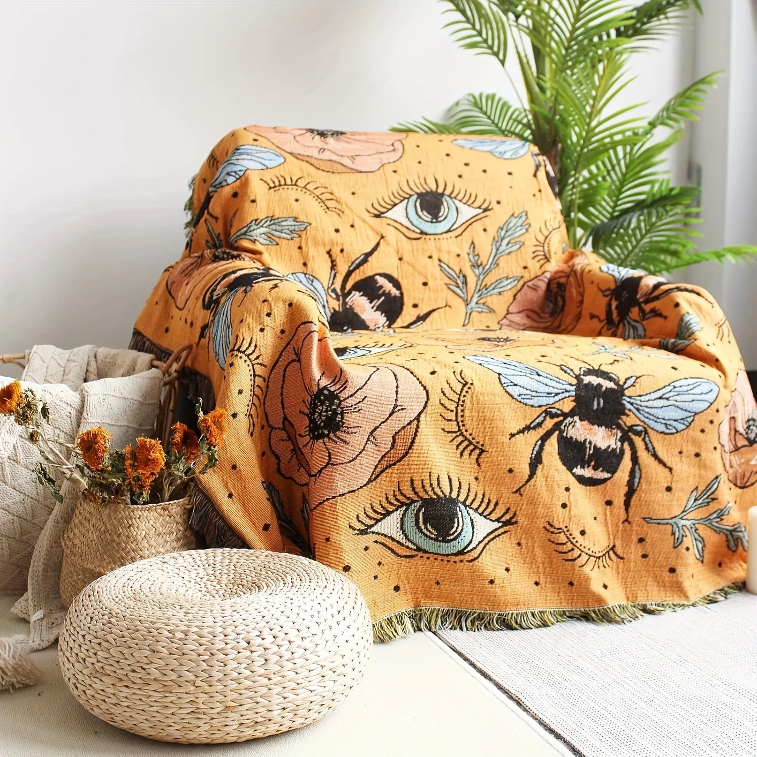 Blanket Floral Bohemian Woven