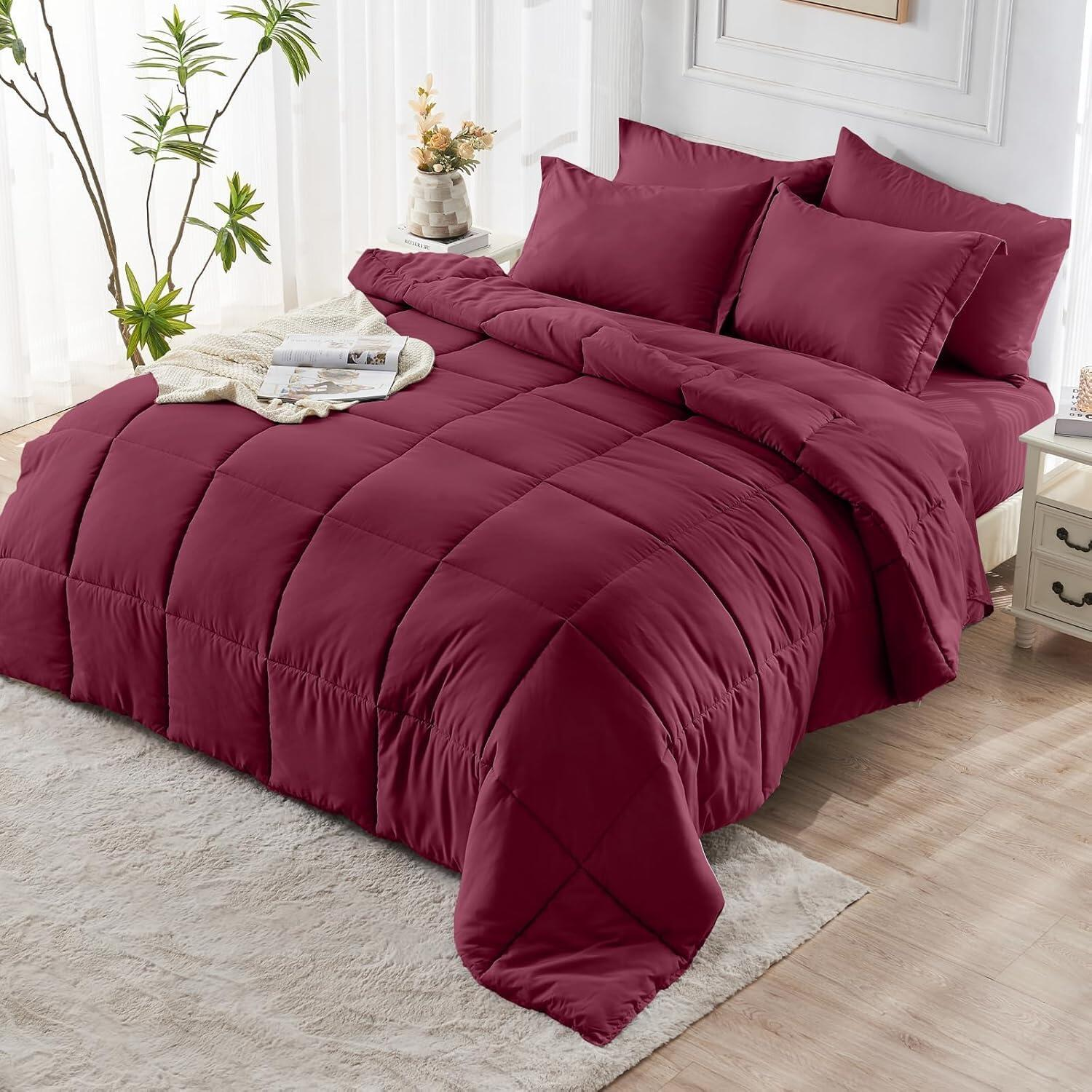 Comforter Set solid Burgundy 2pcs 3pcs