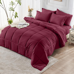 Comforter Set solid Burgundy 2pcs 3pcs