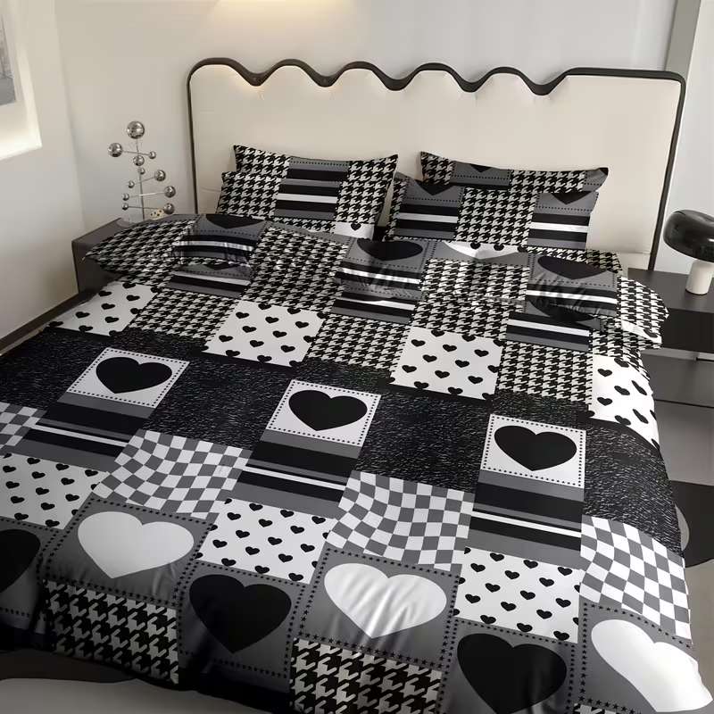 Duvet Covers & Inserts-HeiBaiZhiLian 2pcs duvet cover set