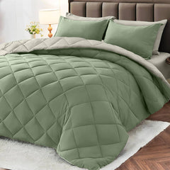 Comforter Set Reversible Cyan and off-white 2pcs 3pcs