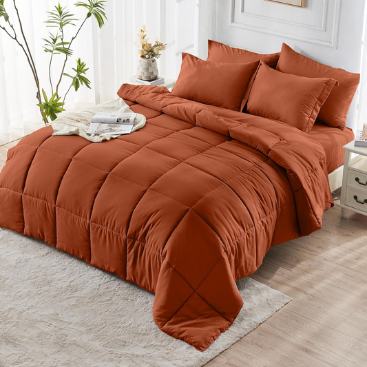 Comforter Set solid Burnt Orange 2pcs 3pcs 1500